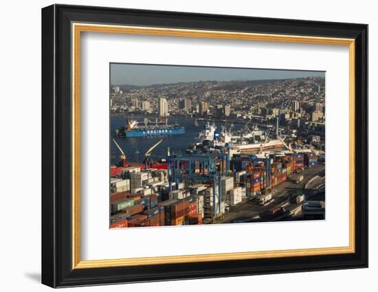 View of City and Ports from Paseo 21 De Mayo, Cerro Playa Ancha, Valparaiso-Ben Pipe-Framed Photographic Print