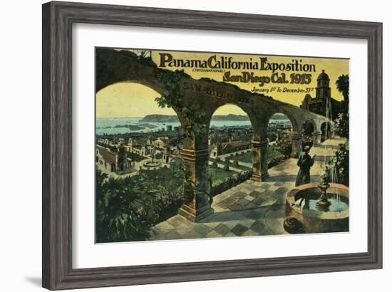 View of City from a Mission, Panama-CA Expo - San Diego, CA-Lantern Press-Framed Art Print