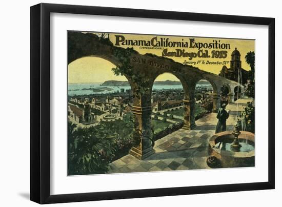 View of City from a Mission, Panama-CA Expo - San Diego, CA-Lantern Press-Framed Art Print