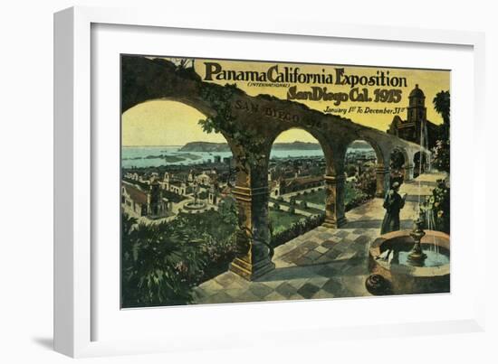 View of City from a Mission, Panama-CA Expo - San Diego, CA-Lantern Press-Framed Art Print