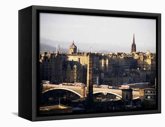 View of City from Calton Hill, Edinburgh, Lothian, Scotland, United Kingdom-Michael Jenner-Framed Premier Image Canvas