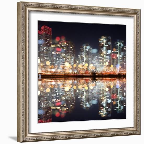 View of City Night with Blurred Bokeh-Li Ding-Framed Photographic Print