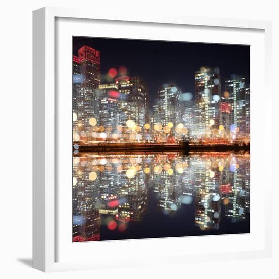 View of City Night with Blurred Bokeh-Li Ding-Framed Photographic Print