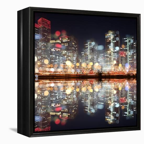 View of City Night with Blurred Bokeh-Li Ding-Framed Premier Image Canvas