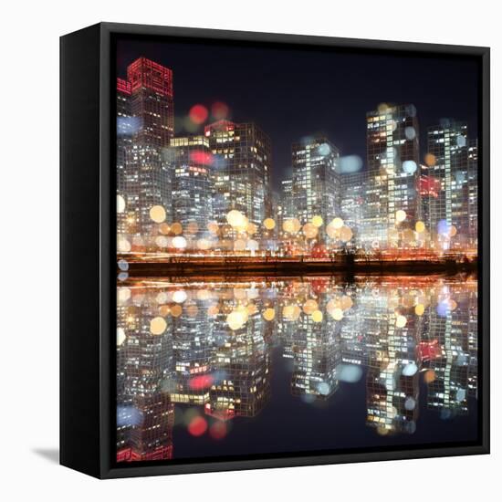 View of City Night with Blurred Bokeh-Li Ding-Framed Premier Image Canvas