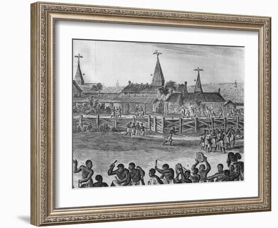 View of City of Benin with Royal Palace, Nigeria, Engraving from Description of Africa-Olfert Dapper-Framed Giclee Print