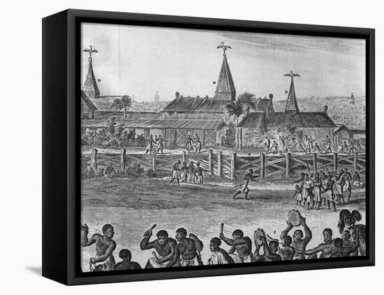 View of City of Benin with Royal Palace, Nigeria, Engraving from Description of Africa-Olfert Dapper-Framed Premier Image Canvas