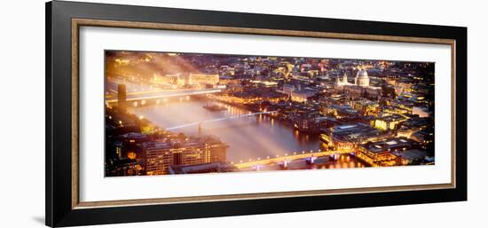 View of City of London with St. Paul's Cathedral and River Thames at Night - London - UK - England-Philippe Hugonnard-Framed Photographic Print