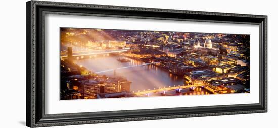 View of City of London with St. Paul's Cathedral and River Thames at Night - London - UK - England-Philippe Hugonnard-Framed Photographic Print