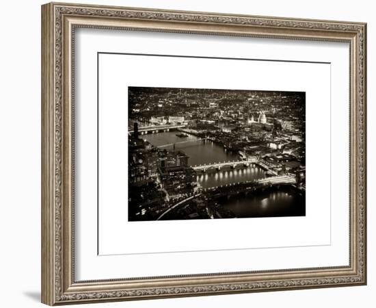 View of City of London with St. Paul's Cathedral and River Thames at Night - London - UK - England-Philippe Hugonnard-Framed Art Print