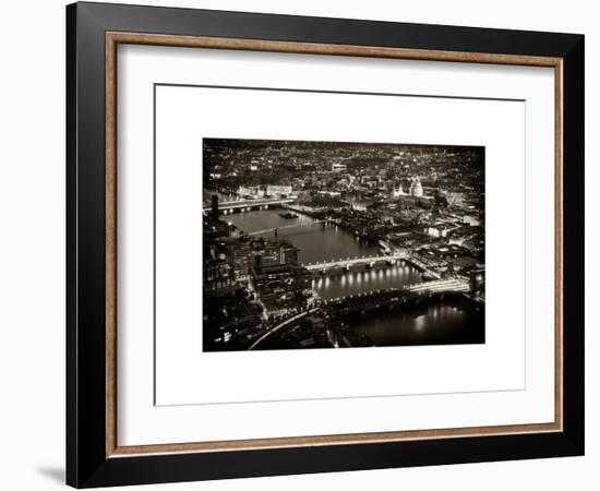 View of City of London with St. Paul's Cathedral and River Thames at Night - London - UK - England-Philippe Hugonnard-Framed Art Print