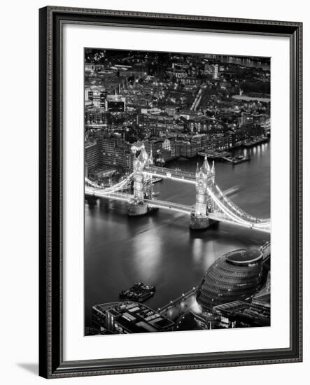 View of City of London with the Tower Bridge at Night - London - UK - England - United Kingdom-Philippe Hugonnard-Framed Photographic Print