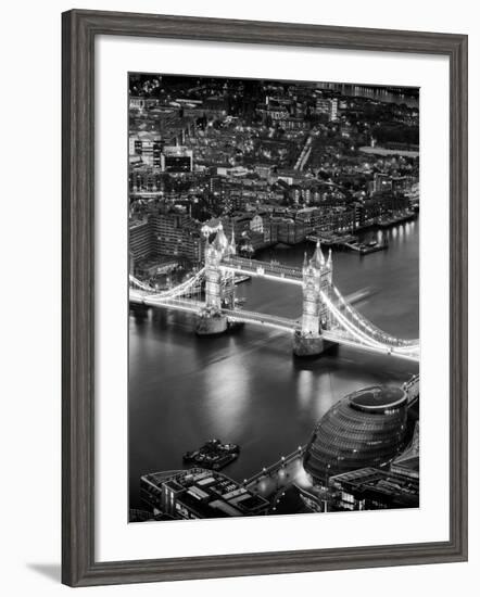 View of City of London with the Tower Bridge at Night - London - UK - England - United Kingdom-Philippe Hugonnard-Framed Photographic Print