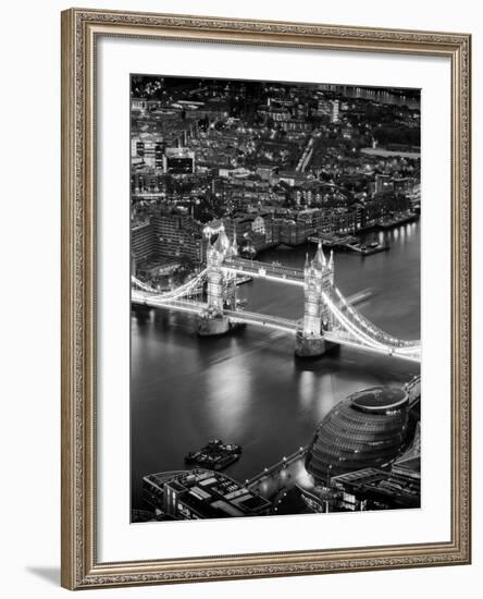 View of City of London with the Tower Bridge at Night - London - UK - England - United Kingdom-Philippe Hugonnard-Framed Photographic Print