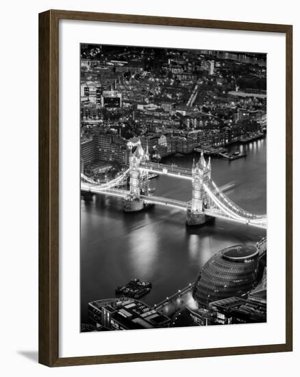 View of City of London with the Tower Bridge at Night - London - UK - England - United Kingdom-Philippe Hugonnard-Framed Photographic Print