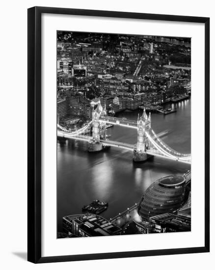 View of City of London with the Tower Bridge at Night - London - UK - England - United Kingdom-Philippe Hugonnard-Framed Photographic Print