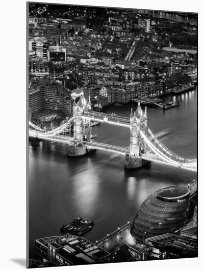 View of City of London with the Tower Bridge at Night - London - UK - England - United Kingdom-Philippe Hugonnard-Mounted Photographic Print