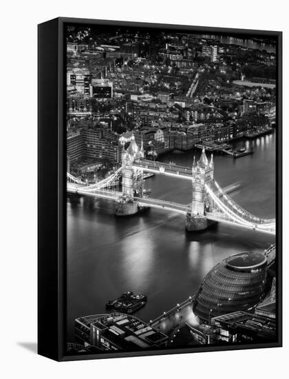 View of City of London with the Tower Bridge at Night - London - UK - England - United Kingdom-Philippe Hugonnard-Framed Premier Image Canvas