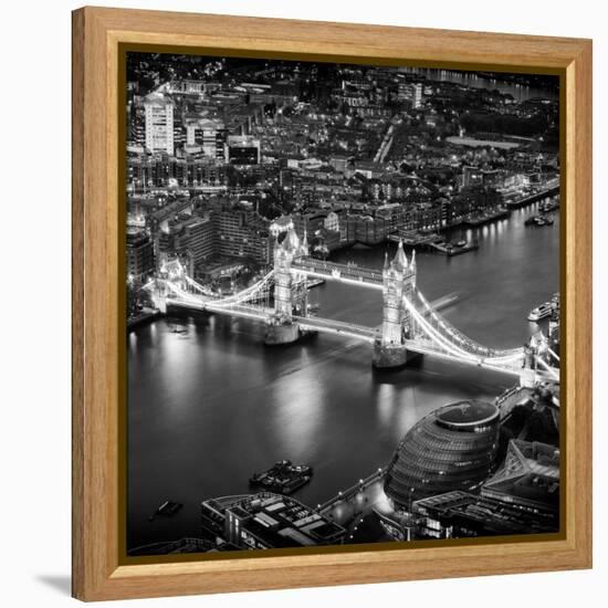 View of City of London with the Tower Bridge at Night - London - UK - England - United Kingdom-Philippe Hugonnard-Framed Premier Image Canvas