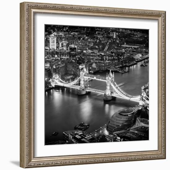 View of City of London with the Tower Bridge at Night - London - UK - England - United Kingdom-Philippe Hugonnard-Framed Photographic Print