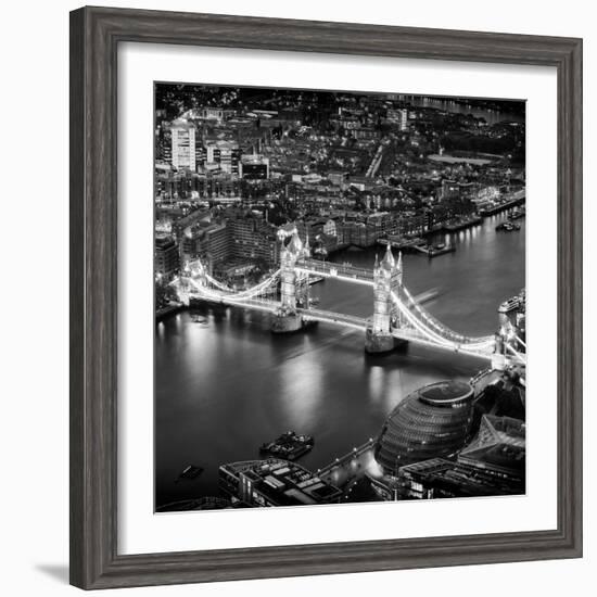 View of City of London with the Tower Bridge at Night - London - UK - England - United Kingdom-Philippe Hugonnard-Framed Photographic Print