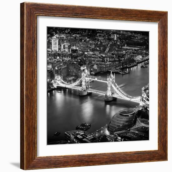 View of City of London with the Tower Bridge at Night - London - UK - England - United Kingdom-Philippe Hugonnard-Framed Photographic Print