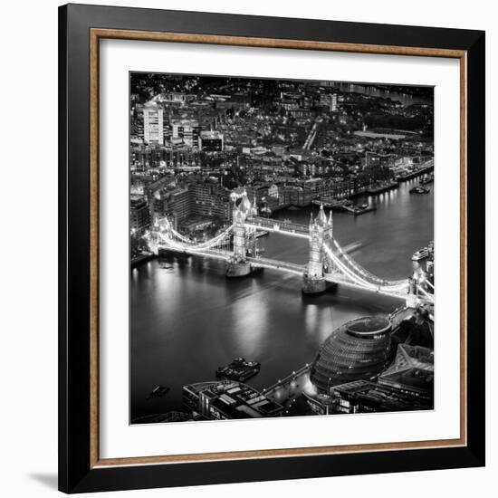 View of City of London with the Tower Bridge at Night - London - UK - England - United Kingdom-Philippe Hugonnard-Framed Photographic Print