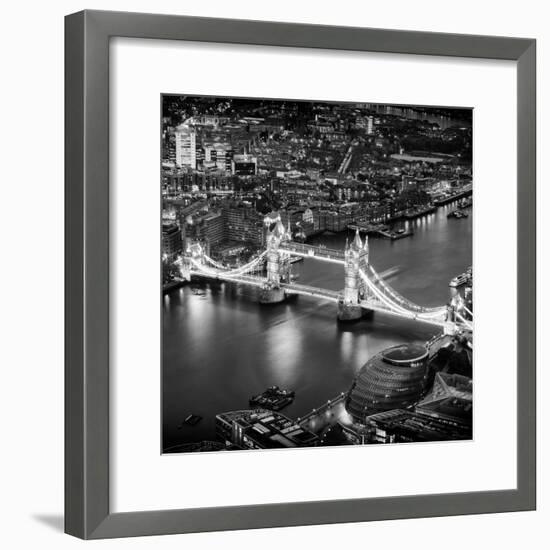 View of City of London with the Tower Bridge at Night - London - UK - England - United Kingdom-Philippe Hugonnard-Framed Photographic Print