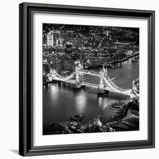 View of City of London with the Tower Bridge at Night - London - UK - England - United Kingdom-Philippe Hugonnard-Framed Photographic Print