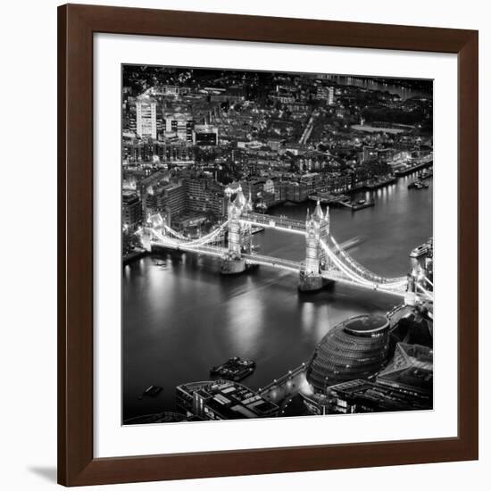 View of City of London with the Tower Bridge at Night - London - UK - England - United Kingdom-Philippe Hugonnard-Framed Giclee Print