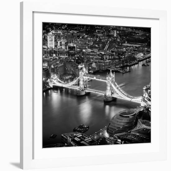 View of City of London with the Tower Bridge at Night - London - UK - England - United Kingdom-Philippe Hugonnard-Framed Giclee Print