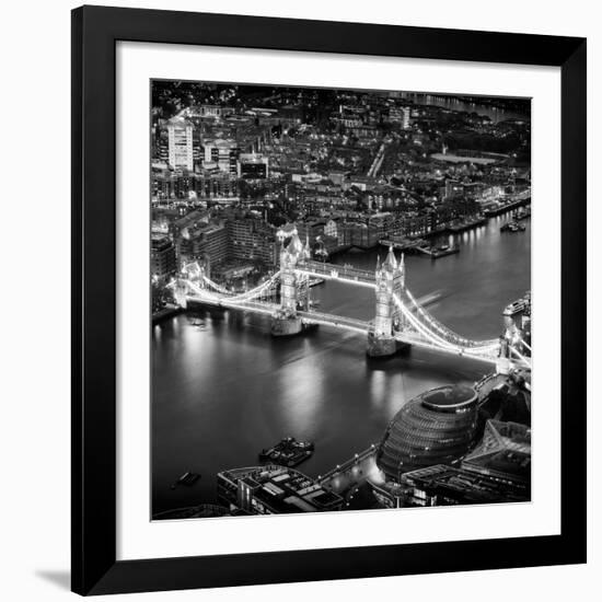 View of City of London with the Tower Bridge at Night - London - UK - England - United Kingdom-Philippe Hugonnard-Framed Giclee Print