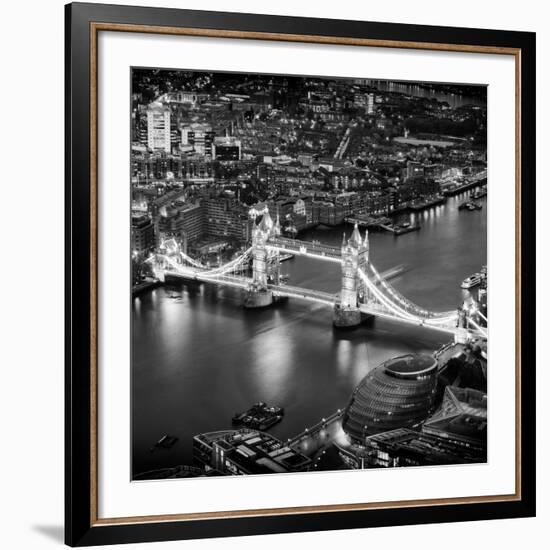 View of City of London with the Tower Bridge at Night - London - UK - England - United Kingdom-Philippe Hugonnard-Framed Giclee Print