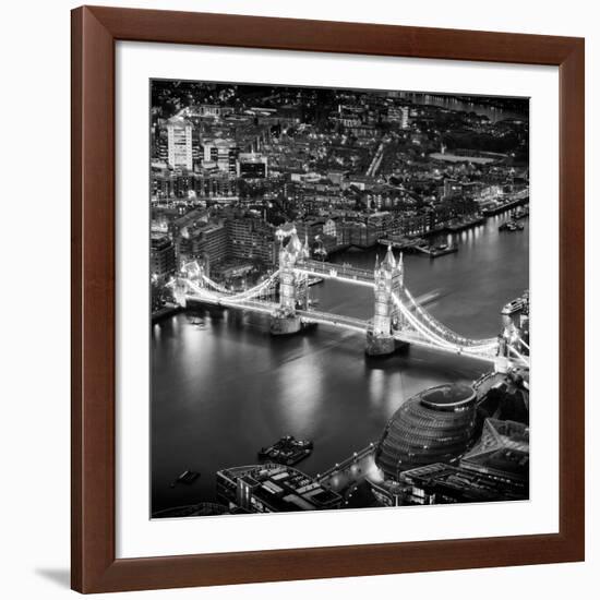 View of City of London with the Tower Bridge at Night - London - UK - England - United Kingdom-Philippe Hugonnard-Framed Giclee Print