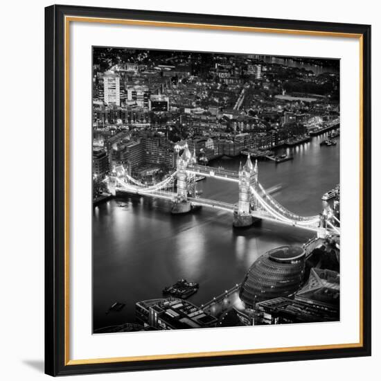 View of City of London with the Tower Bridge at Night - London - UK - England - United Kingdom-Philippe Hugonnard-Framed Giclee Print