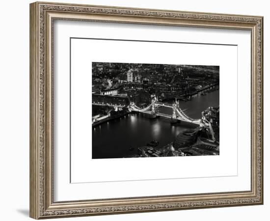 View of City of London with the Tower Bridge at Night - London - UK - England - United Kingdom-Philippe Hugonnard-Framed Art Print