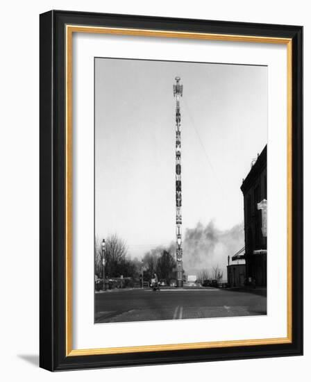 View of City's Indian Totem Pole - Tacoma, WA-Lantern Press-Framed Art Print