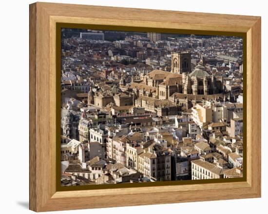 View of City Showing the Cathedral, from the Watch Tower of the Alcazaba, Granada, Andalucia, Spain-Sheila Terry-Framed Premier Image Canvas