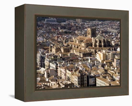 View of City Showing the Cathedral, from the Watch Tower of the Alcazaba, Granada, Andalucia, Spain-Sheila Terry-Framed Premier Image Canvas