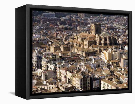View of City Showing the Cathedral, from the Watch Tower of the Alcazaba, Granada, Andalucia, Spain-Sheila Terry-Framed Premier Image Canvas