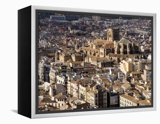 View of City Showing the Cathedral, from the Watch Tower of the Alcazaba, Granada, Andalucia, Spain-Sheila Terry-Framed Premier Image Canvas