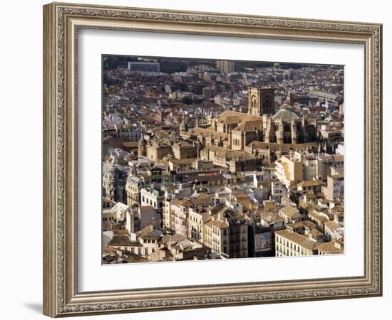 View of City Showing the Cathedral, from the Watch Tower of the Alcazaba, Granada, Andalucia, Spain-Sheila Terry-Framed Photographic Print