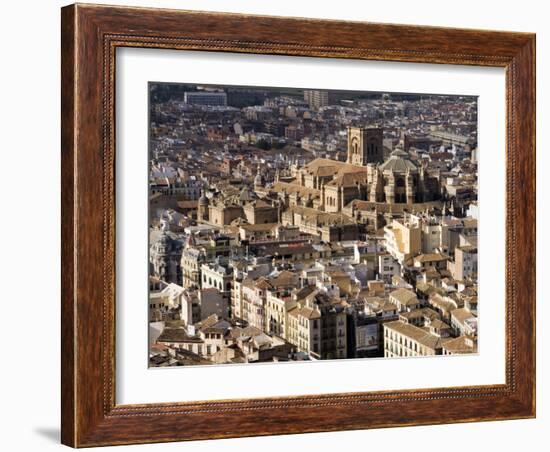 View of City Showing the Cathedral, from the Watch Tower of the Alcazaba, Granada, Andalucia, Spain-Sheila Terry-Framed Photographic Print