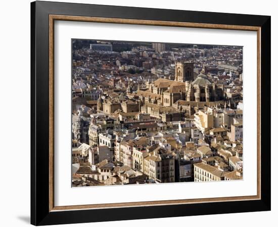 View of City Showing the Cathedral, from the Watch Tower of the Alcazaba, Granada, Andalucia, Spain-Sheila Terry-Framed Photographic Print