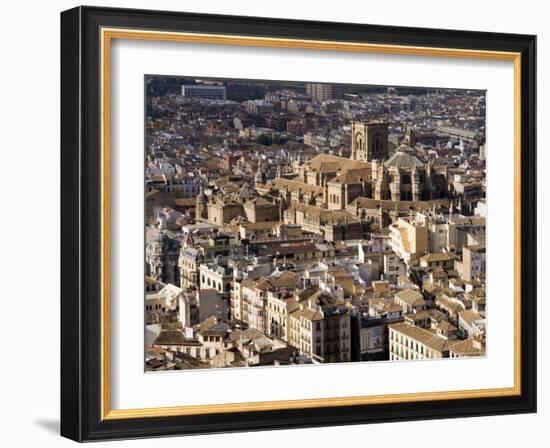 View of City Showing the Cathedral, from the Watch Tower of the Alcazaba, Granada, Andalucia, Spain-Sheila Terry-Framed Photographic Print