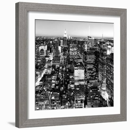 View of City, Square Landscape View by Night, Midtown Manhattan, Manhattan, NYC, USA-Philippe Hugonnard-Framed Photographic Print