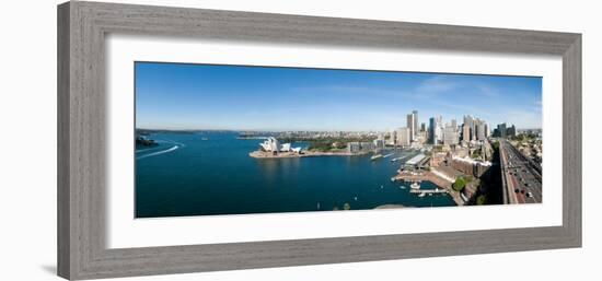 View of City, Sydney Opera House, Circular Quay, Sydney Harbor, Sydney, New South Wales, Australia-null-Framed Photographic Print