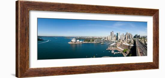 View of City, Sydney Opera House, Circular Quay, Sydney Harbor, Sydney, New South Wales, Australia-null-Framed Photographic Print