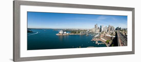 View of City, Sydney Opera House, Circular Quay, Sydney Harbor, Sydney, New South Wales, Australia-null-Framed Photographic Print