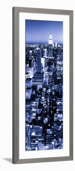 View of City, Vertical Panoramic Landscape View by Night, Midtown Manhattan, Manhattan, NYC-Philippe Hugonnard-Framed Photographic Print